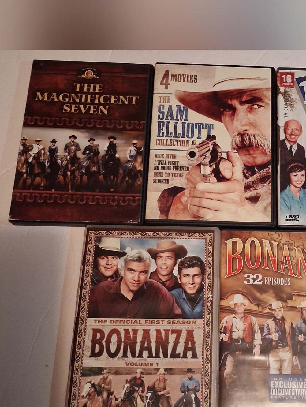 Classic Western DVD Lot - The Magnificent Seven, Bonanza, Sam Elliott Collection